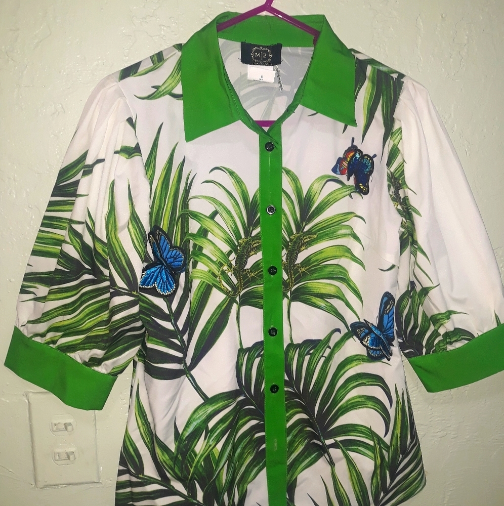 Tropical Butterfly botton down